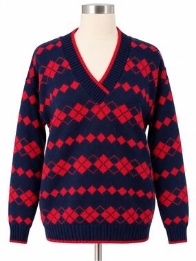 Vintage 90s American Eagle Outfitters Argyle Sweater Made USA Cotton M